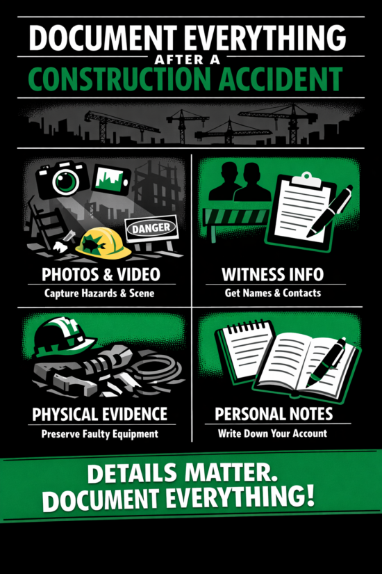 Steps to document construction accidents